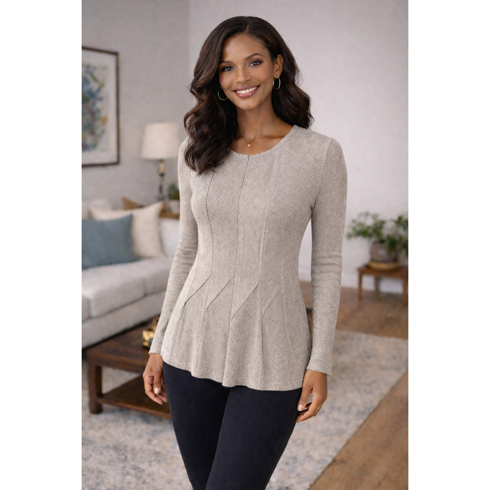 Vintage Creations Joseph Ribkoff Frost Tunic Gray Long Knit Top Size 10